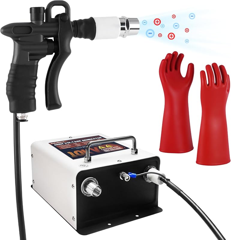 Ionizing Air Gun 10KV Antistatic Air Gun Anti Static Ionizer + High Voltage Generator for Industrial Electrostatic Elimination (110V)