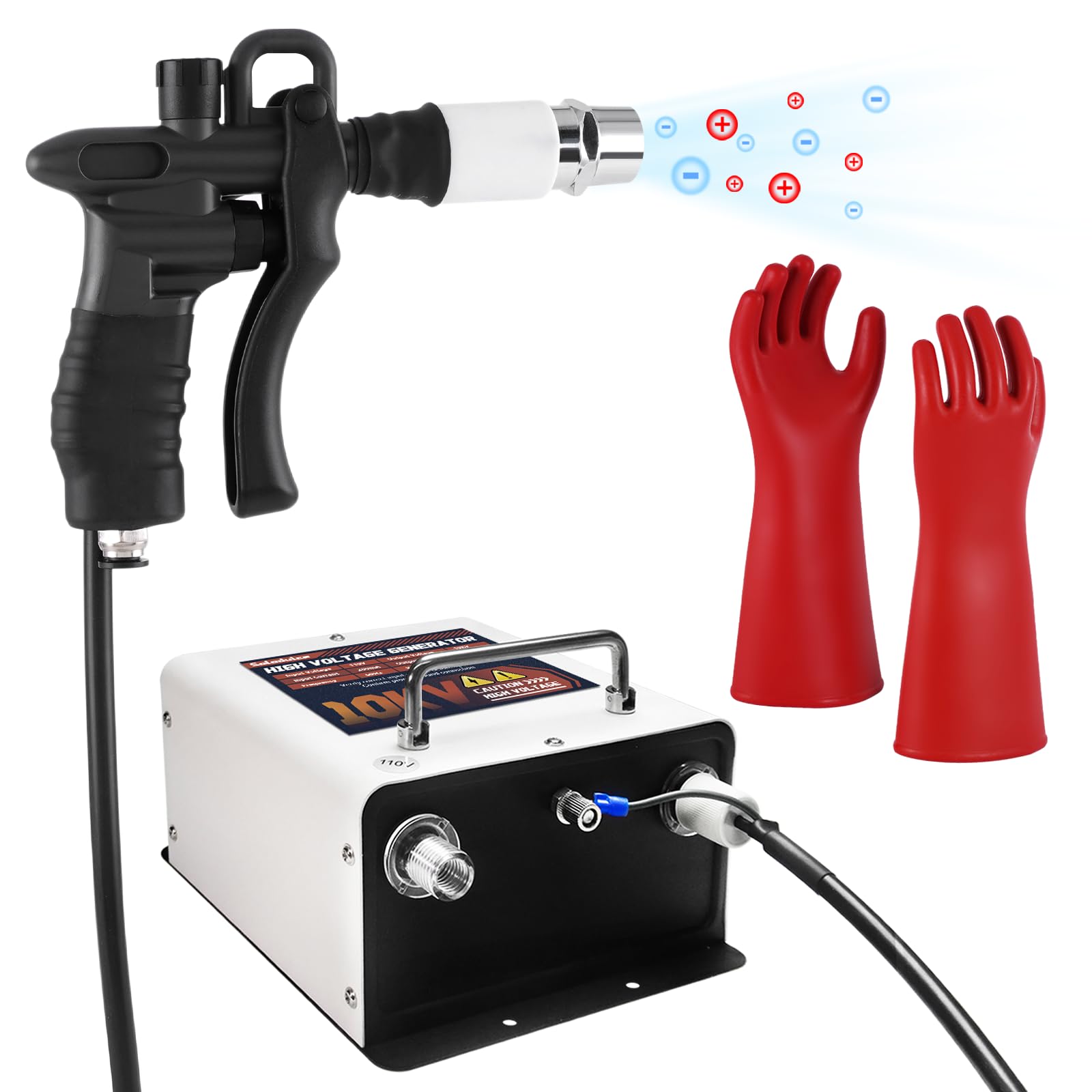Photo 1 of Saladulce Ionizing Air Gun 10KV Antistatic Air Gun Anti Static Ionizer + High Voltage Generator for Industrial Electrostatic Elimination (110V)