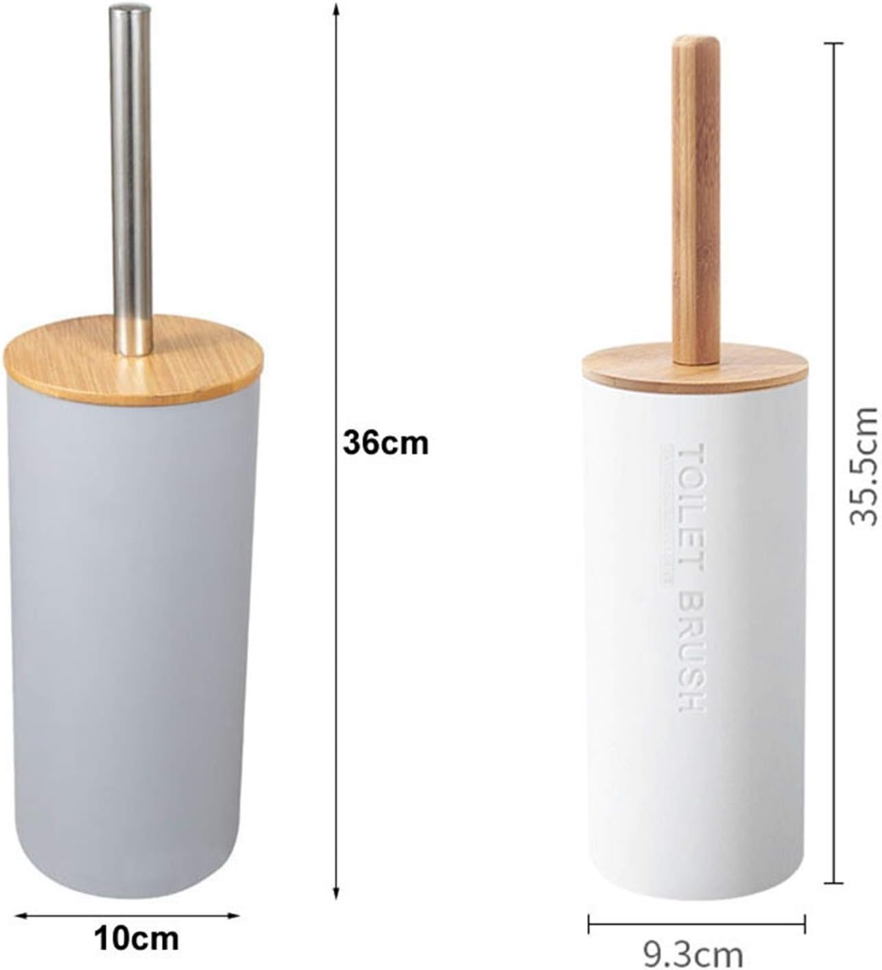 Toilet Brush, Freestanding Plastic Toliet Bowl Brush Bamboo Toliet Brush Set for Bathroom Long Handle Toliet Cleaner Brush with Holder (Color : White B)