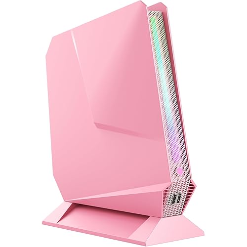 Mini PC, Core i7-8750H(8C/16T up to 4.1GHz), GeForce GTX 1050 3GB Gaming Mini Computer, 16GB DDR4 512GB NVMe SSD, Support RGB Lights, 4K Dual HDMI + Type-C, 11AC Wi-Fi, Win 11 Pro, Pink