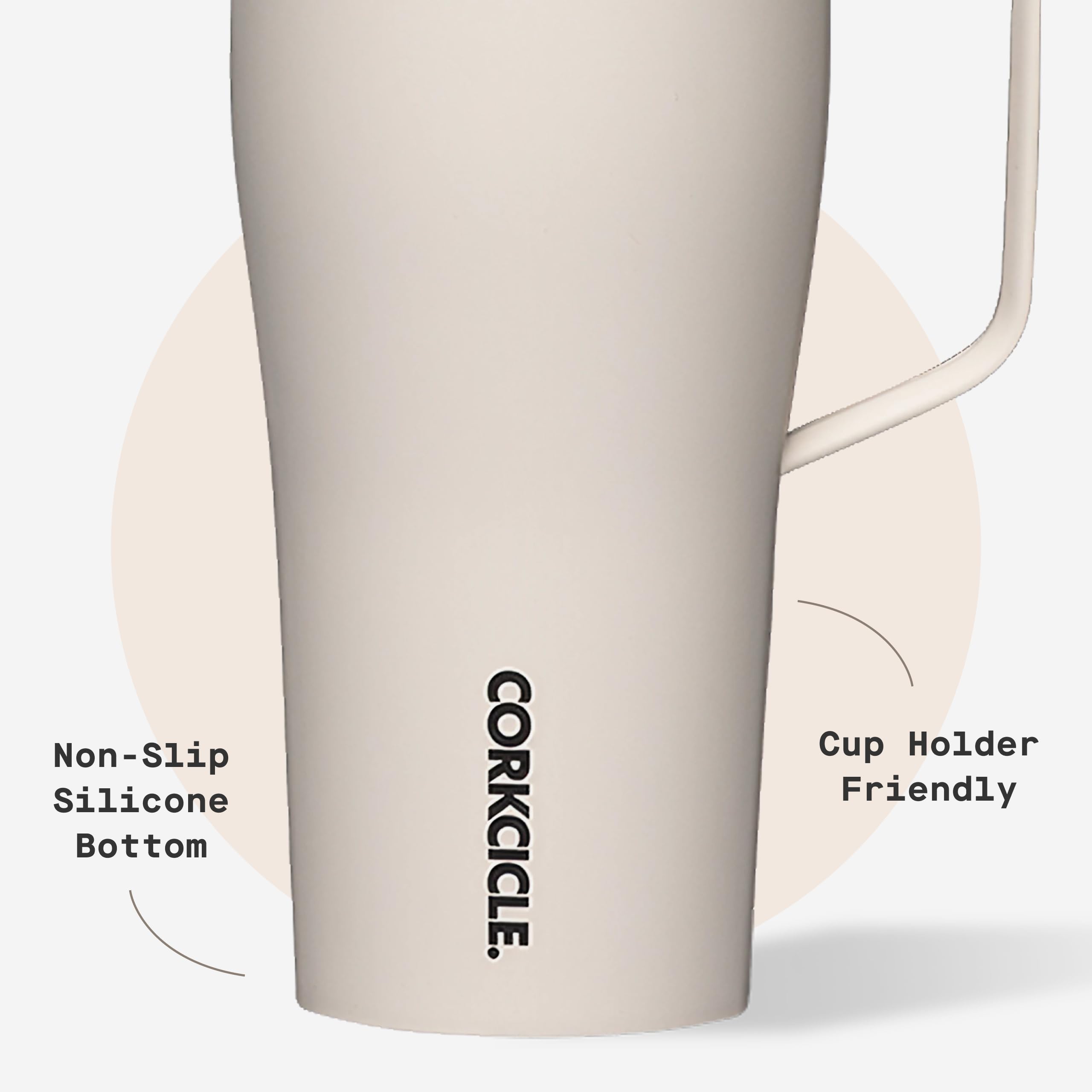 Corkcicle Cold Cup XL – isolierter Becher mit Griff – hält Getränke 12 Stunden kalt – dreifach isoliert – auslaufsicherer Deckel – Sommer-Trinkgeschirr Geschenk – hält Getränke eiskalt – 850 ml