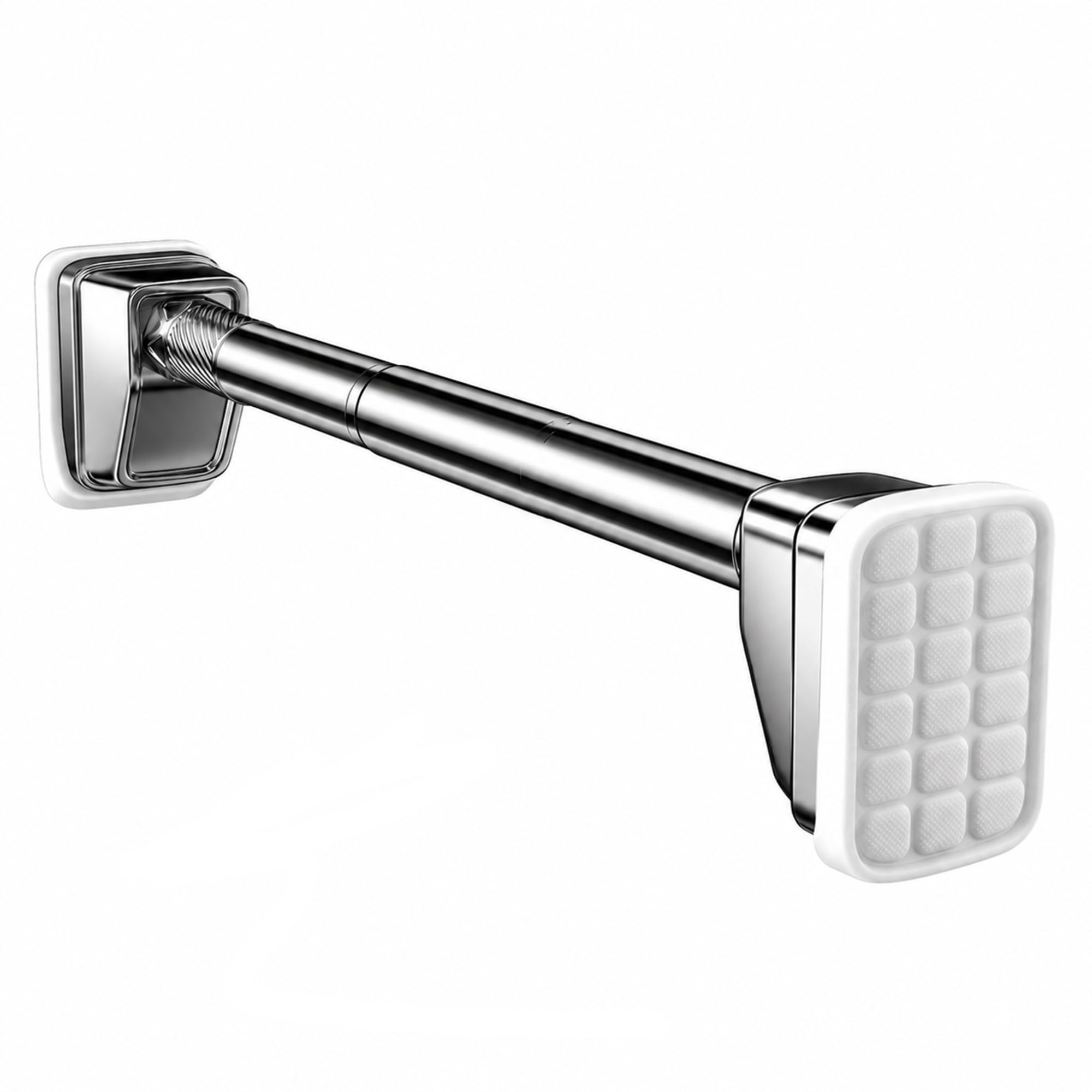 No Drill Shower Curtain Rod, Stainless Steel Tension Curtain Rod, Nonslip Adjustable for Bath Closet Wardrobe Door Kitchen(Silver,150-220cm/59-86in)