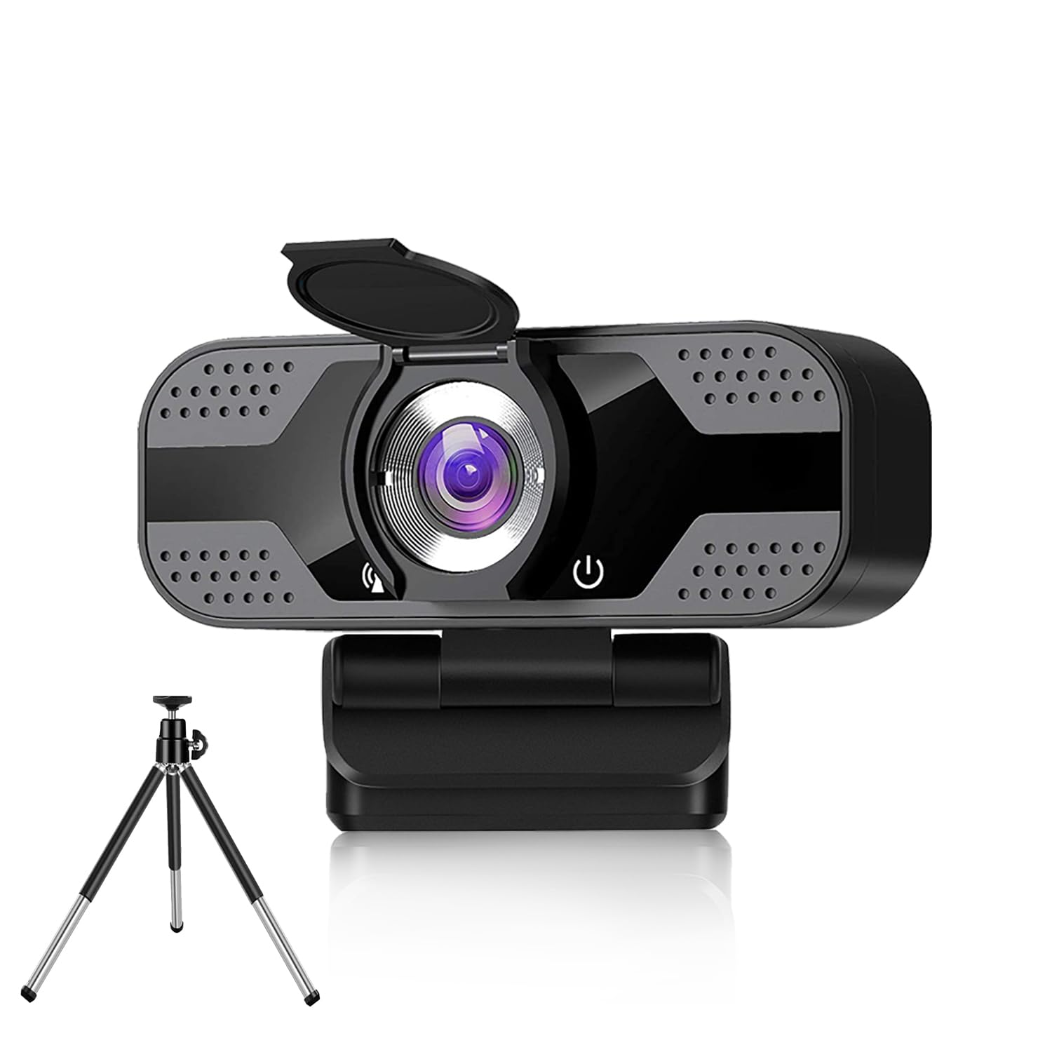 Jinpei 2K QHD Webcam with Privacy Cover, Tripod Stand and Microphone, Web Computer Camera, Plug and Play,for Zoom/Skype/Teams, Conferencing and Video Calling JW-05B w Tripod (2K)