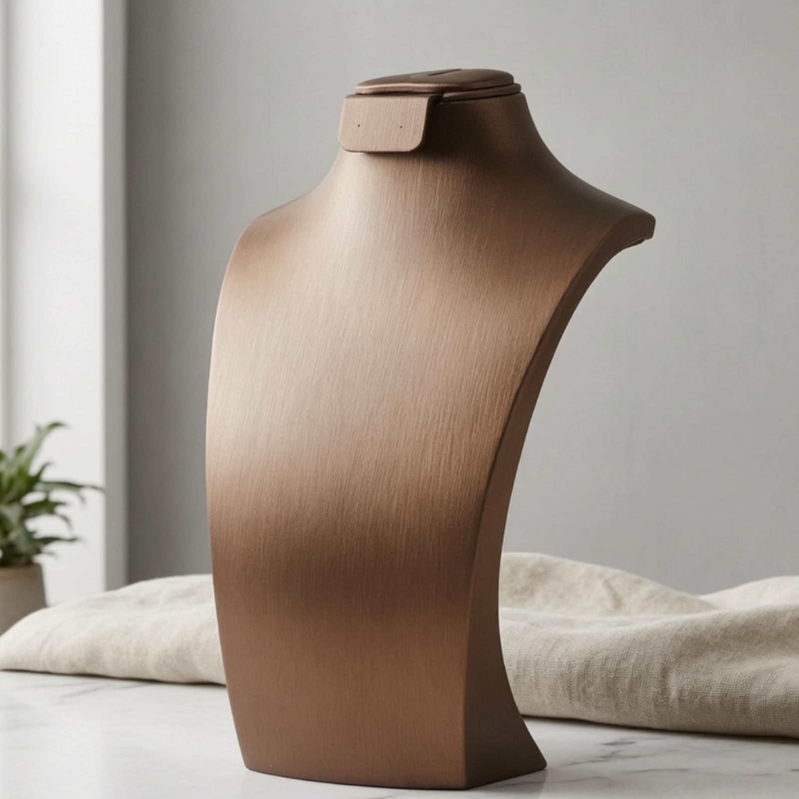 Mannequin de Présentation Bijoux Buste Présentoir Collier Support Vitrine Forme Élégante Boucle Intégrée Simili Cuir Stable Compact Adapté aux, Grand, Moderne Et Élégant