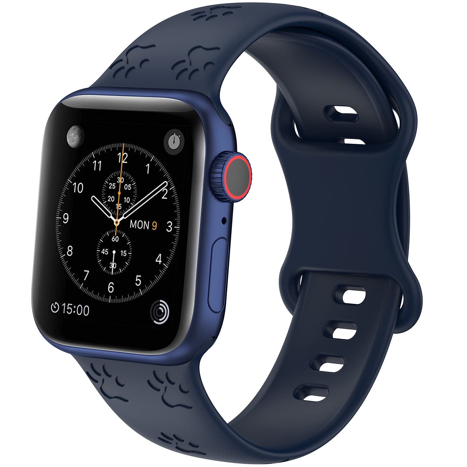 PENKEY Compatible with Apple Watch Bands 38mm 40mm 41mm 42mm 44mm 45mm, Soft Silicone Engraved Sport Wristbands Replacement Strap Compatible with