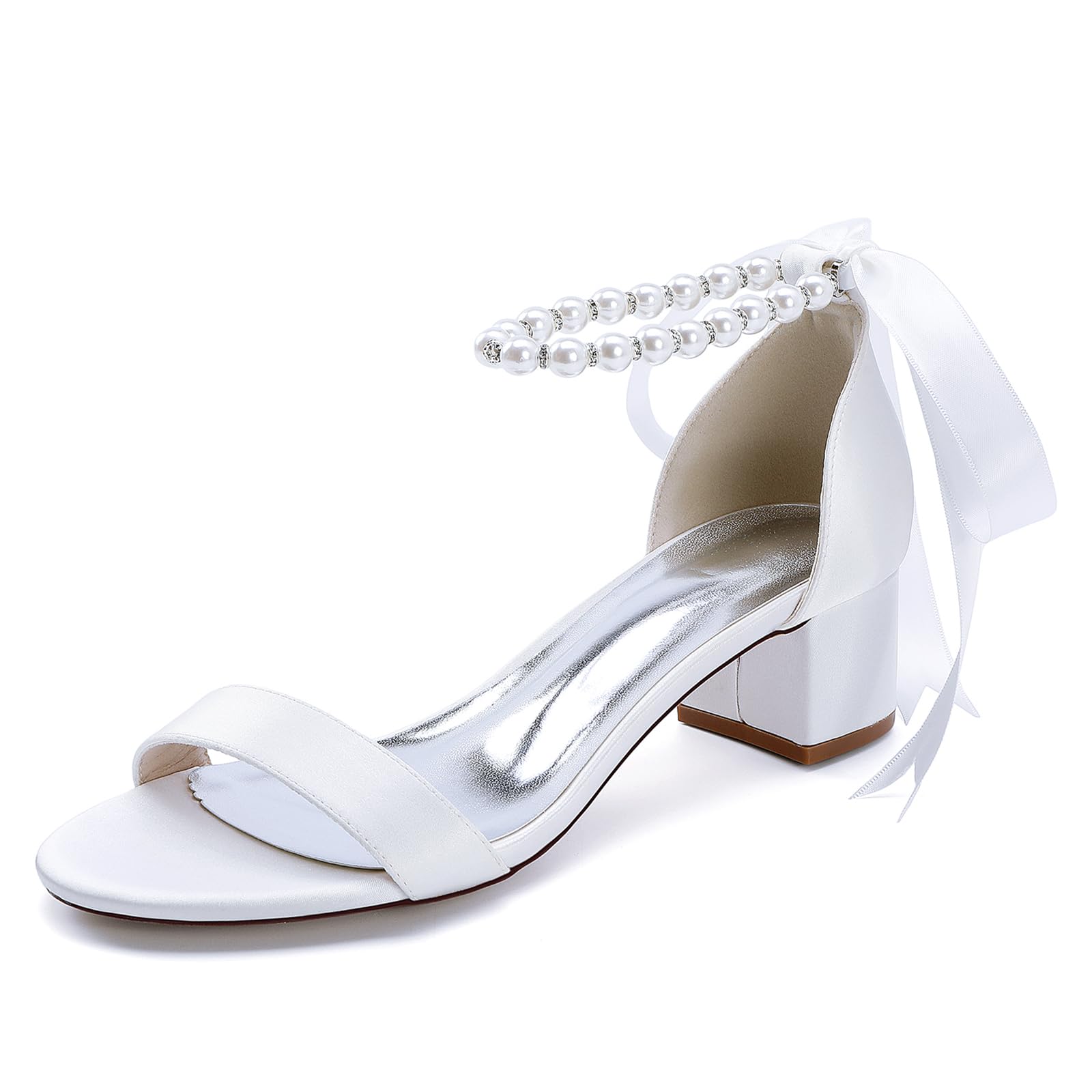 Scarpe da Sposa Basse con Cinturino alla Caviglia da Perle per Donna
