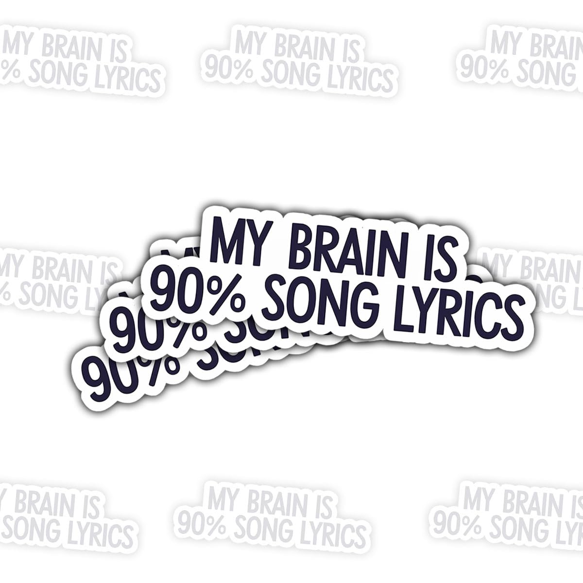 Photo 1 of (3 Pcs) My Brain is 90% Song Lyrics Sticker – Funny Music Quote Vinyl Decal for Music Lovers, Fans, Students, and Teenagers – Waterproof Sticker for Laptop, Water Bottle, Notebook, or Mirror – 3 Inch