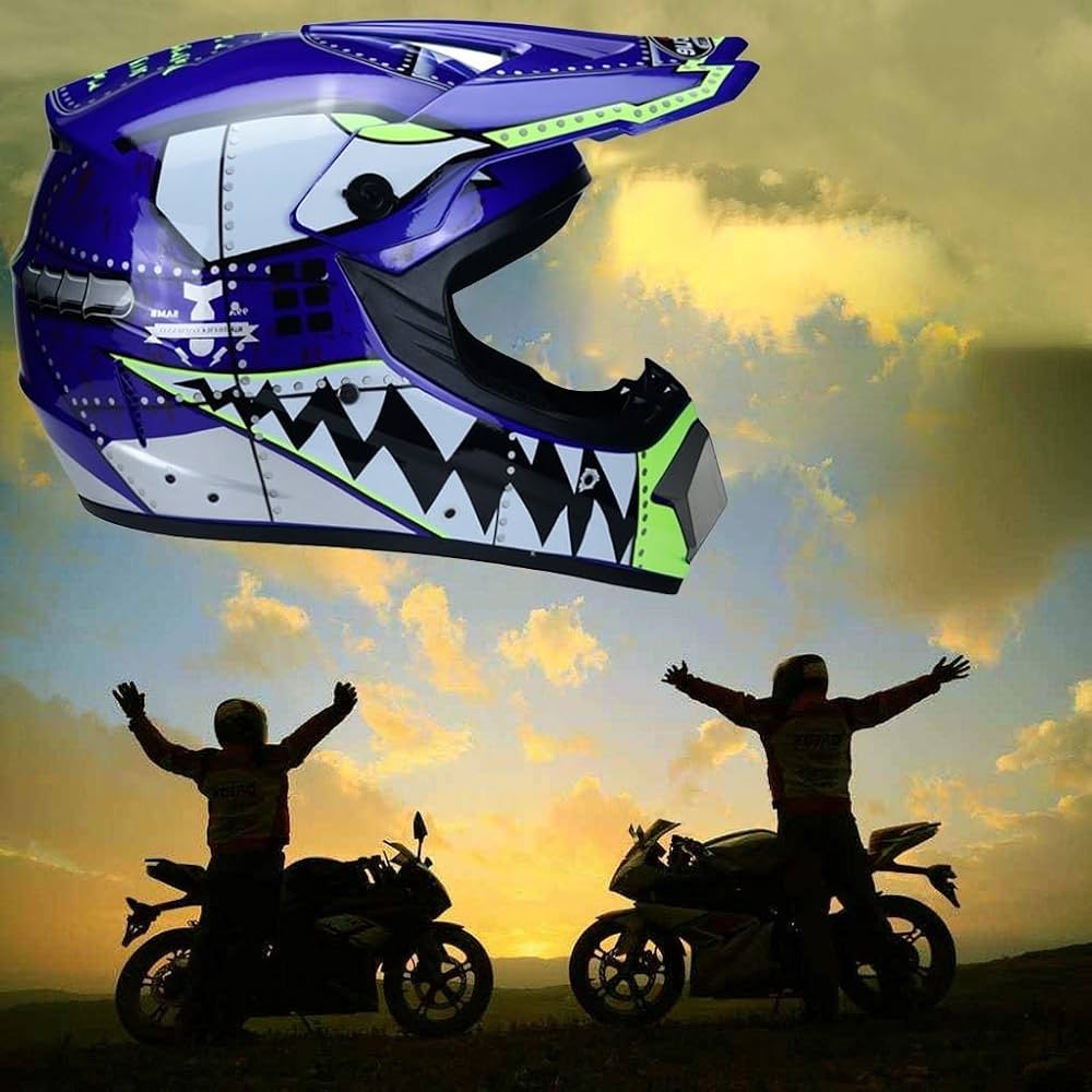Casque Motocross Enfant + Lunettes, Gants & Masque – Intégral Tout-Terrain DOT Certifié Pour Quad, VTT, Enduro & Descente
