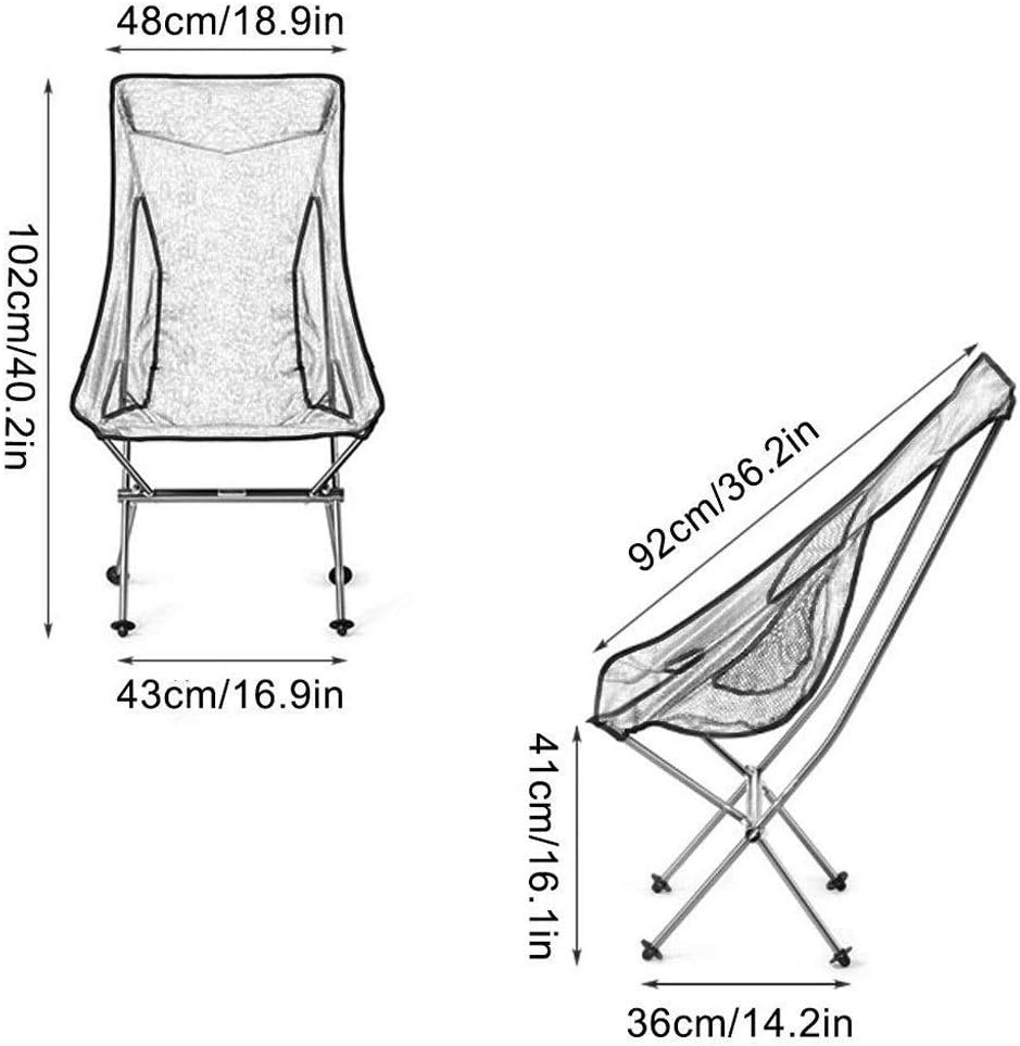 Portable Camping Chair，High Back Camp Lounge Chairs with Headrest for Sports Picnic Beach Hiking Fishing(D)