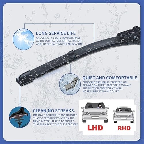 Miniatura 3 de Escobillas de limpiaparabrisas delantero y trasero compatibles con SEAT Tarraco KN2 2018 2019 2020 2021 2022 2023. Accesorios de coche (color