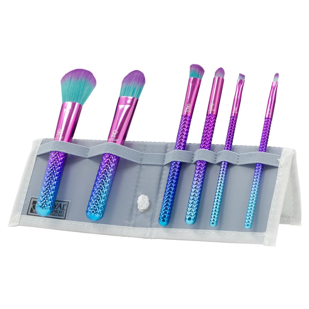 MODA 7-teiliges Make-up-Pinsel-Set Fürs Ganze Gesicht – Inkl. Puder-, Foundation-, Winkel-Shader- & Lippenpinsel In Prismatischem Ombré-Design