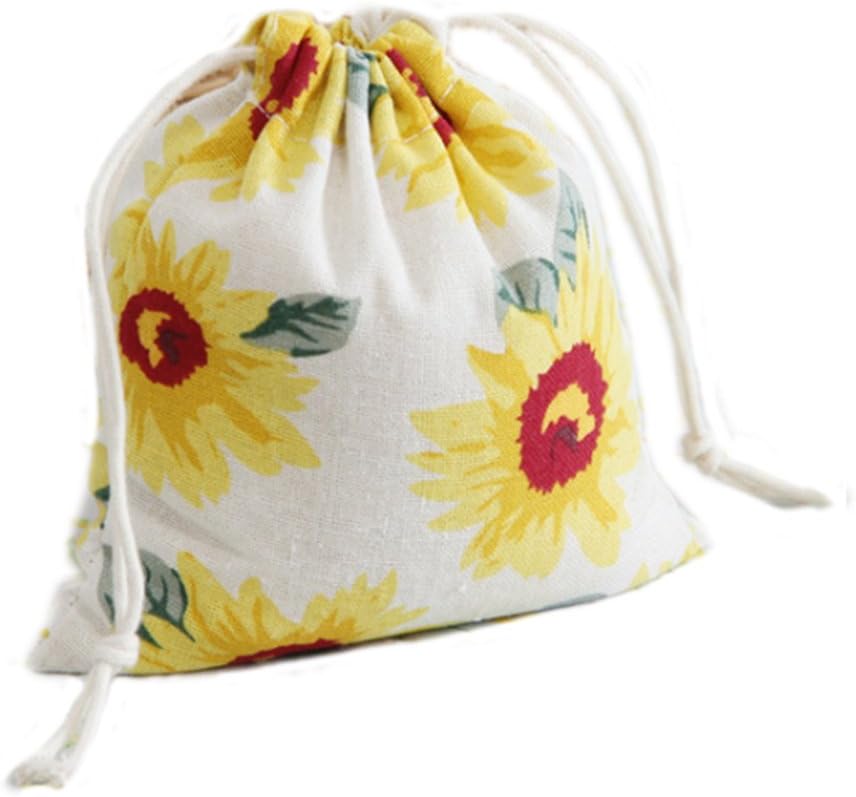 Riverer Pack of 12 Sunflowers Pattern Drawstring Gift Bags Pouch Wrap for Party/Game/Wedding, 14x16cm (5.5x6.3 Inches)
