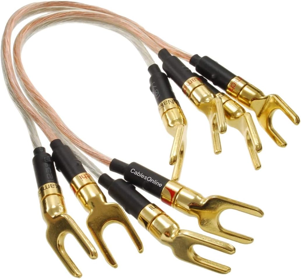 8inches Professional Grade 14AWG Speaker Jumper Cable Set w/Spade