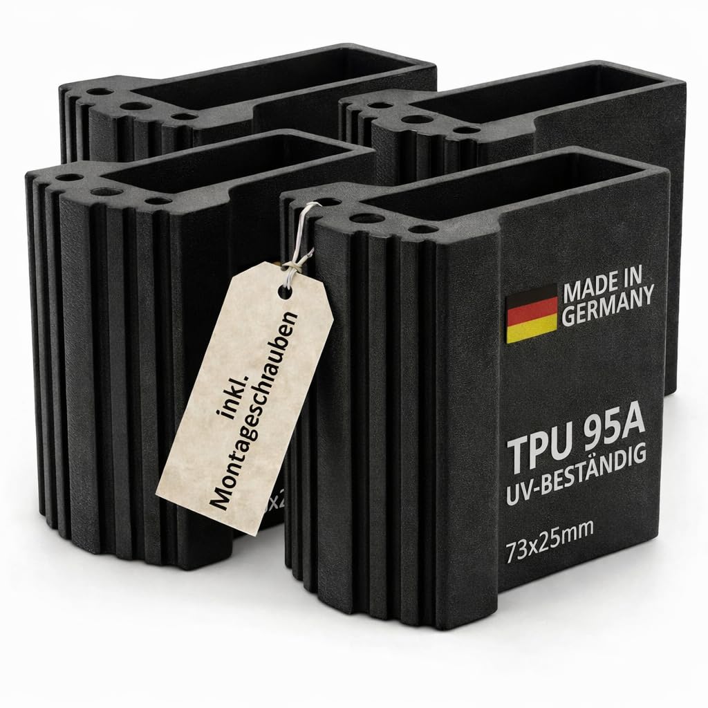 4X Leiterfüße Set für Traversen Aussenschuh in verschiedenen Größen aus TPU UV-Resist passend für viele Leitertypen Holmgrößen Anti Rutsch (73x25)