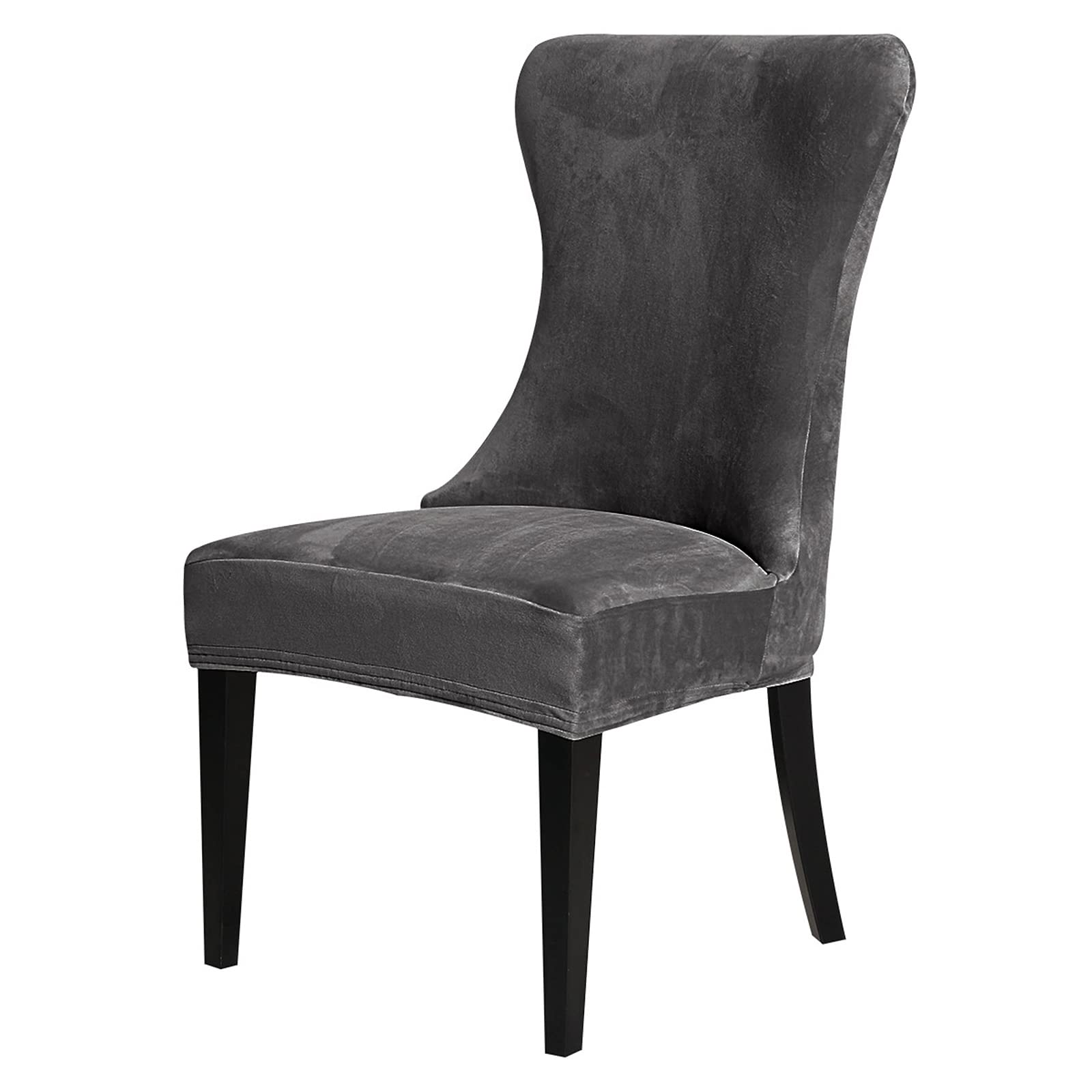 Housses de Chaise de Salle à Manger Grand Dossier Ailé Velours - Protection Siège Cuisine 1 Pièce
