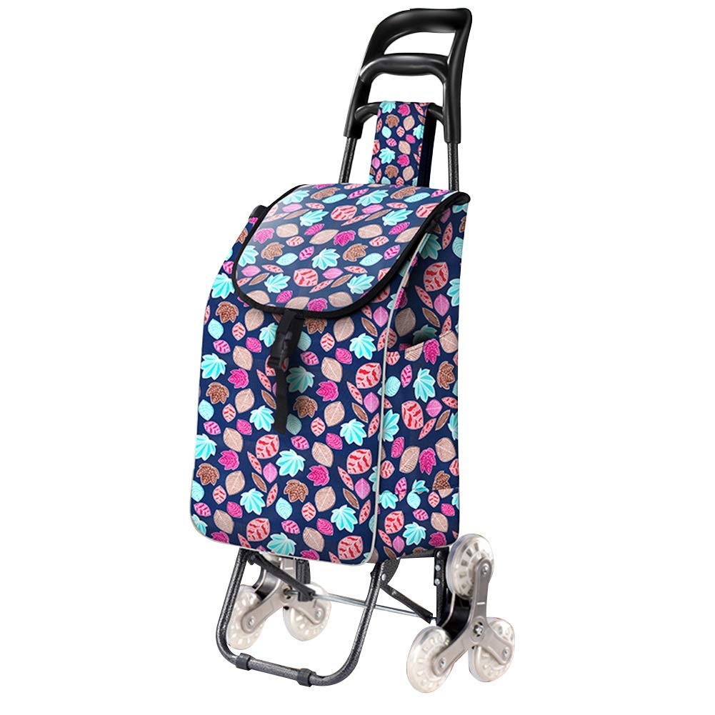 Lightweight Shopping Trolley Foldable,Shopping Trolley Oxford Cloth Waterproof Foldable Steel Frame Wear Resistant Climb Building Stainless Steel Crystal Wheel, 5 Colors (Color : A)