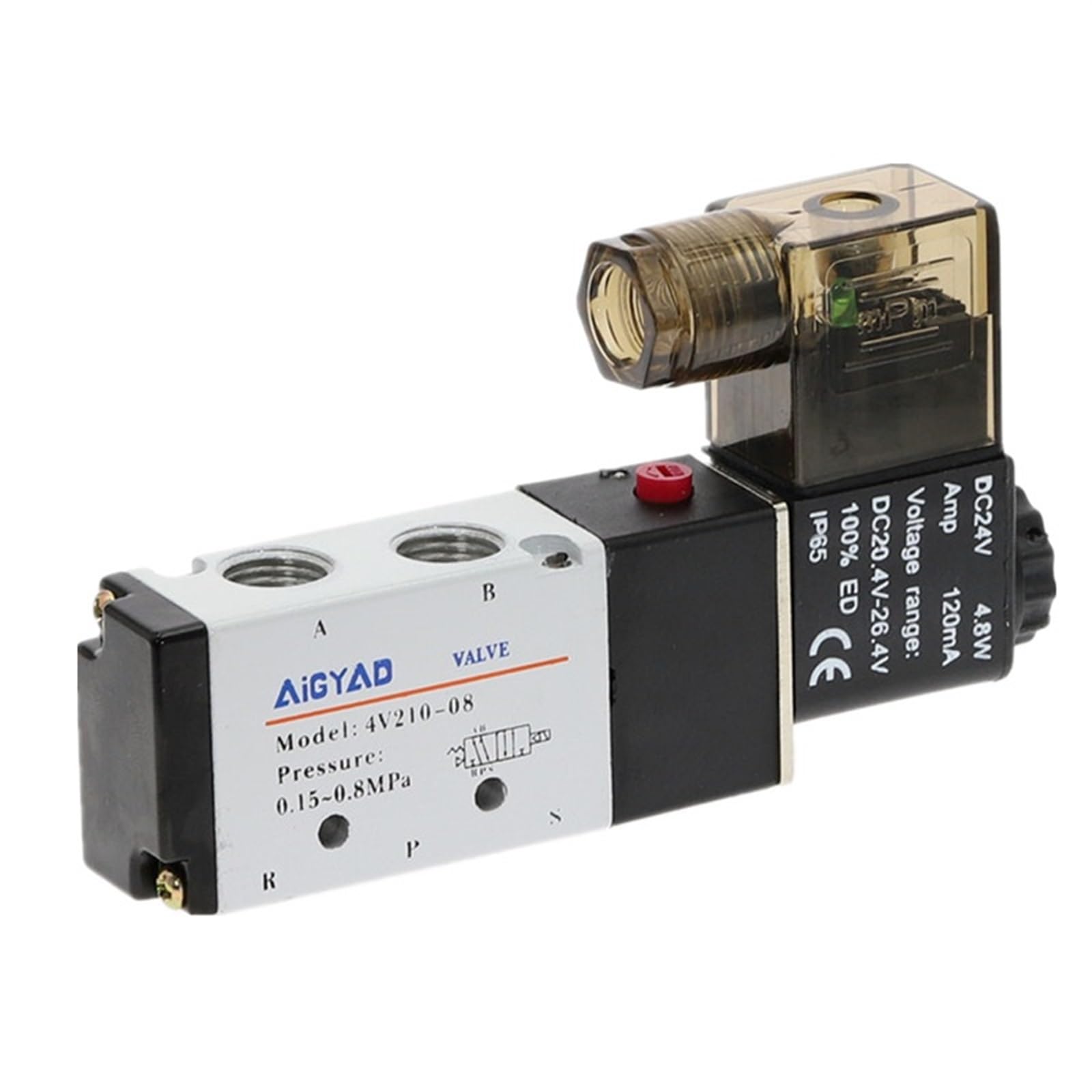 Ieumjnat Onecolor 5Way 2 Position Electric Solenoid Valve 4V210-08 1/4" Port Size Dc12v,24V. Ac110v,220V, Pneumatic Parts Air Control Valve(Onecolor)