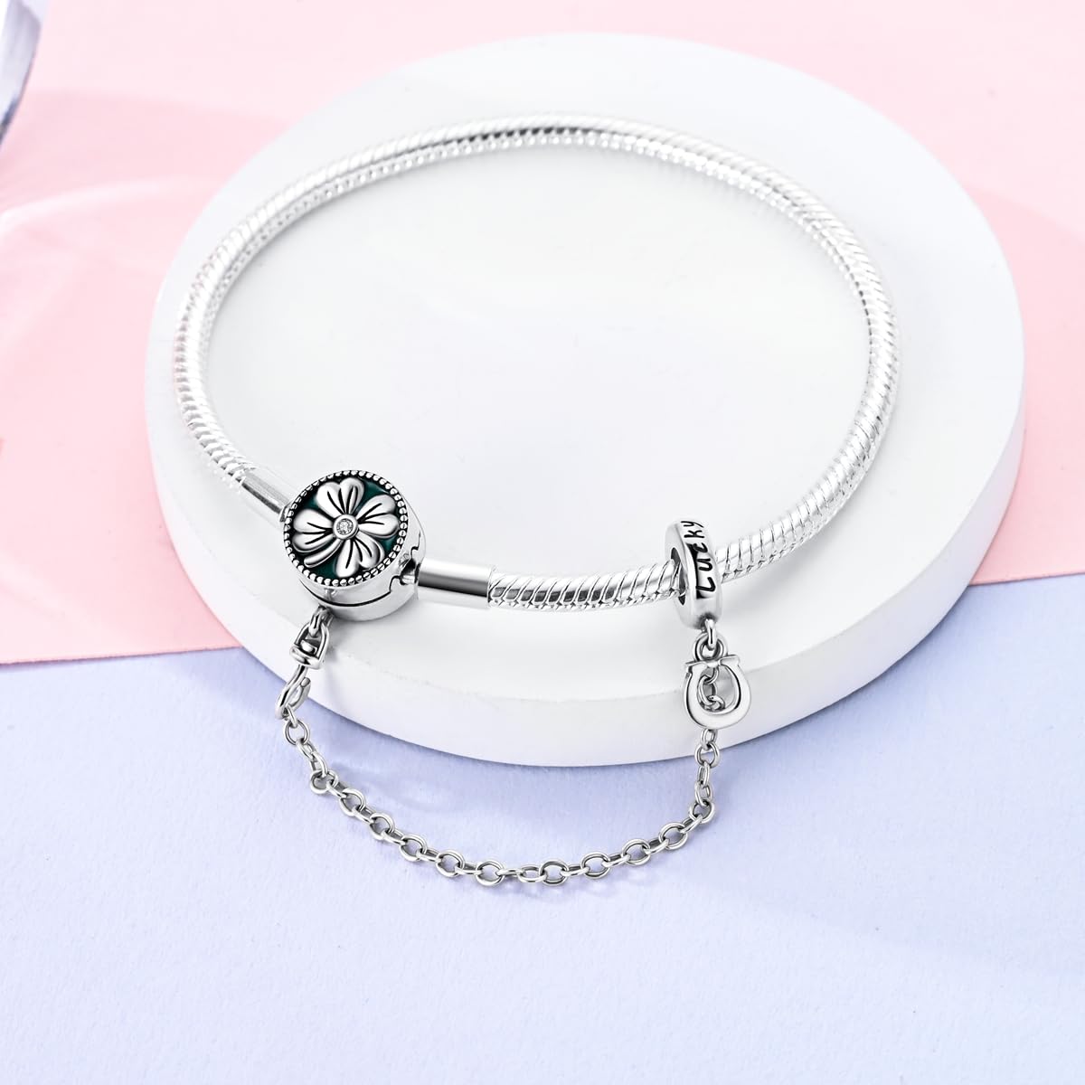 MULA Bracciale Charm a Catena di Serpenti in Argento 925 Farfalla Cuore Trifoglio con 5A Cubic Zirconia per Donne Ragazze Regalo per Lei