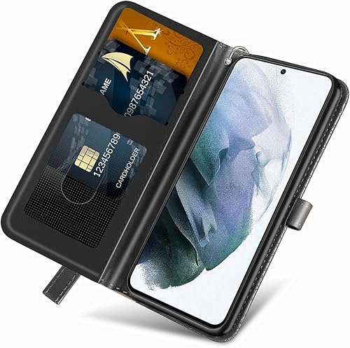 Miniatura 2 de Funda tipo cartera para Samsung Galaxy S21 FE 5G, piel sintética de alta calidad con diseño de árbol en relieve, función atril, ranuras para