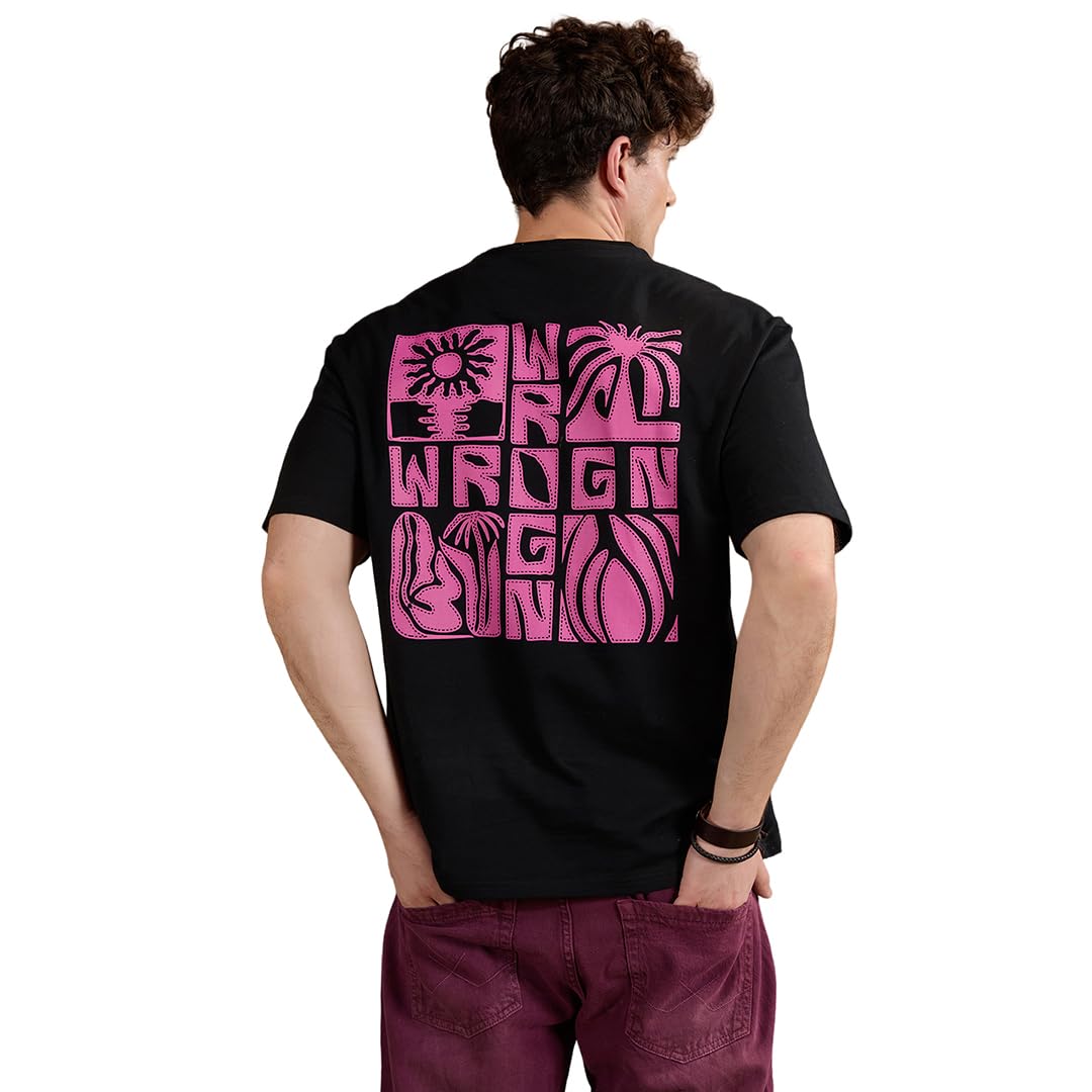 wrogn Men's 100% Cotton T-Shirt | Back Graphic Print | Oversized Fit-picture-32