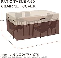 Vista 6 de ELEXTYLE Fundas impermeables para mesa rectangular y 4-6 sillas de 96 pulgadas de largo x 70 pulgadas de ancho x 32 pulgadas de alto