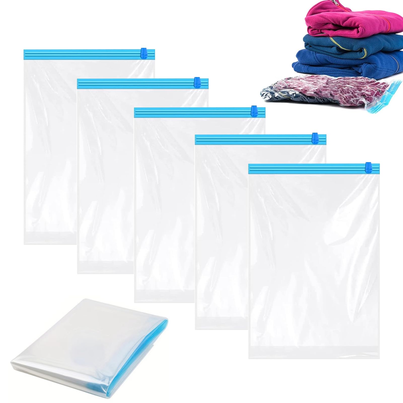 Sacchetti Da Viaggio Sottovuoto KEYRI - 6 Pezzi 60x40cm, Salvaspazio, Senza Pompa, Riutilizzabili - Foto 5