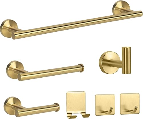 NearMoon El juego de 7 piezas de accesorios de baño SUS304 de acero inoxidable grueso incluye toallero de 24 pulgadas barra de toalla de mano de 9