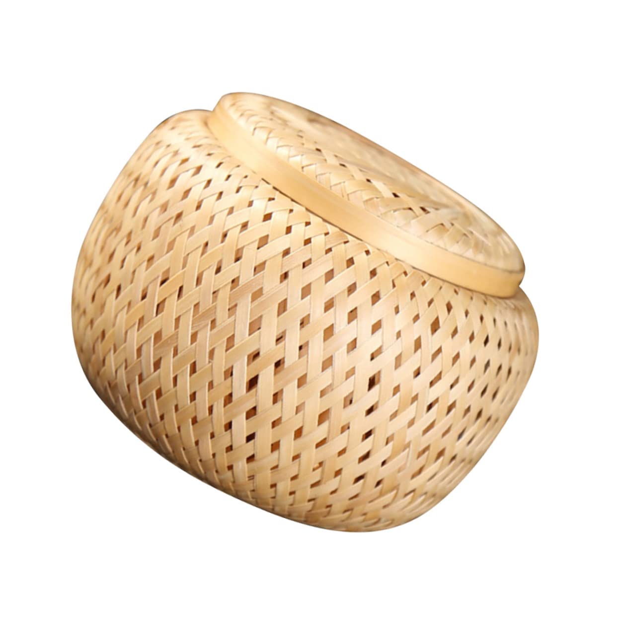 HOLIDYOYO Woven Tea Storage Basket Portable Desktop Tea Box for Loose Leaf Tea Multi Functional Organizer for Home Decor Natural Design
