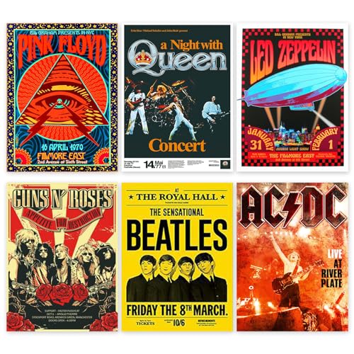 BDSHUNBF Juego de 6 Pósteres Portada de álbum de Música Banda de