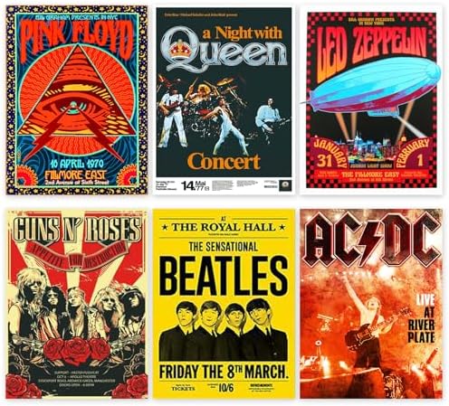 BDSHUNBF Juego de 6 Pósteres Portada de álbum de Música Banda de ...