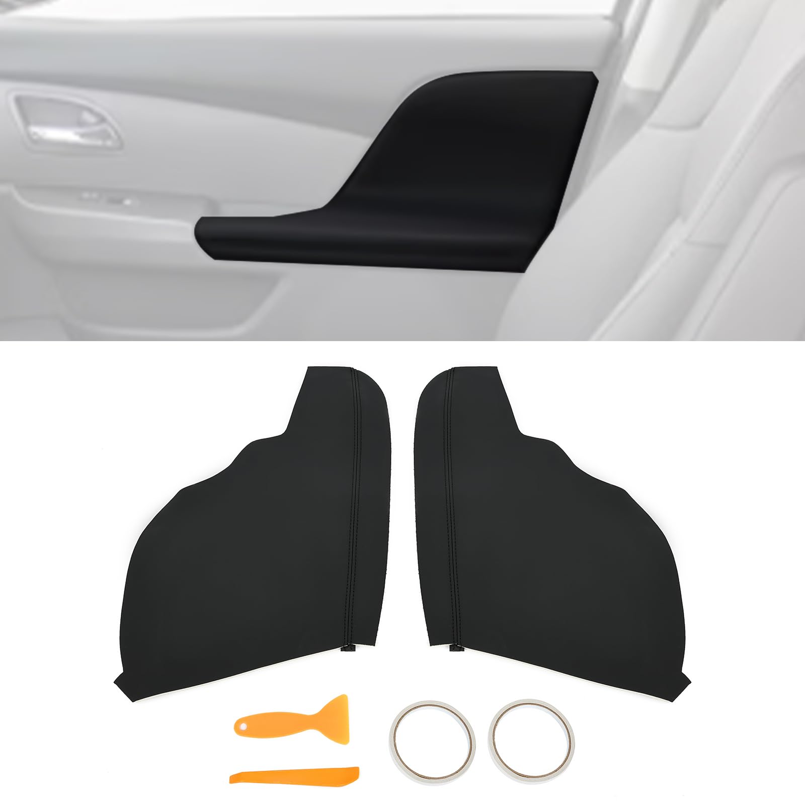 HECASA Door Panel Armrest Cover Compatible with 2011-2017 Honda Odyssey PVC Door Armrest Replacement Black (Installation Tool Included)