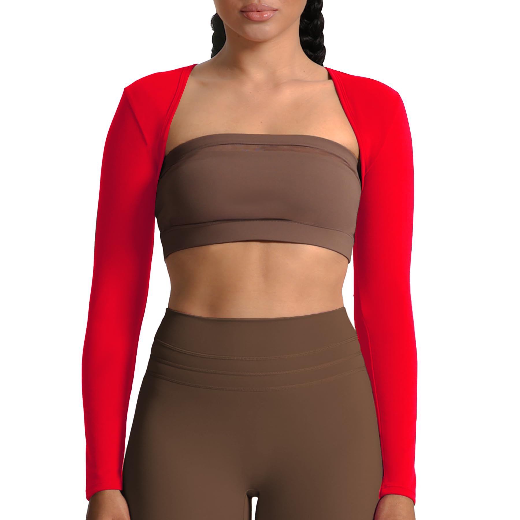 Aoxjox Women's Long Sleeve Open Front Lexi Lined Bolero Shrug Crop Top Cardigan