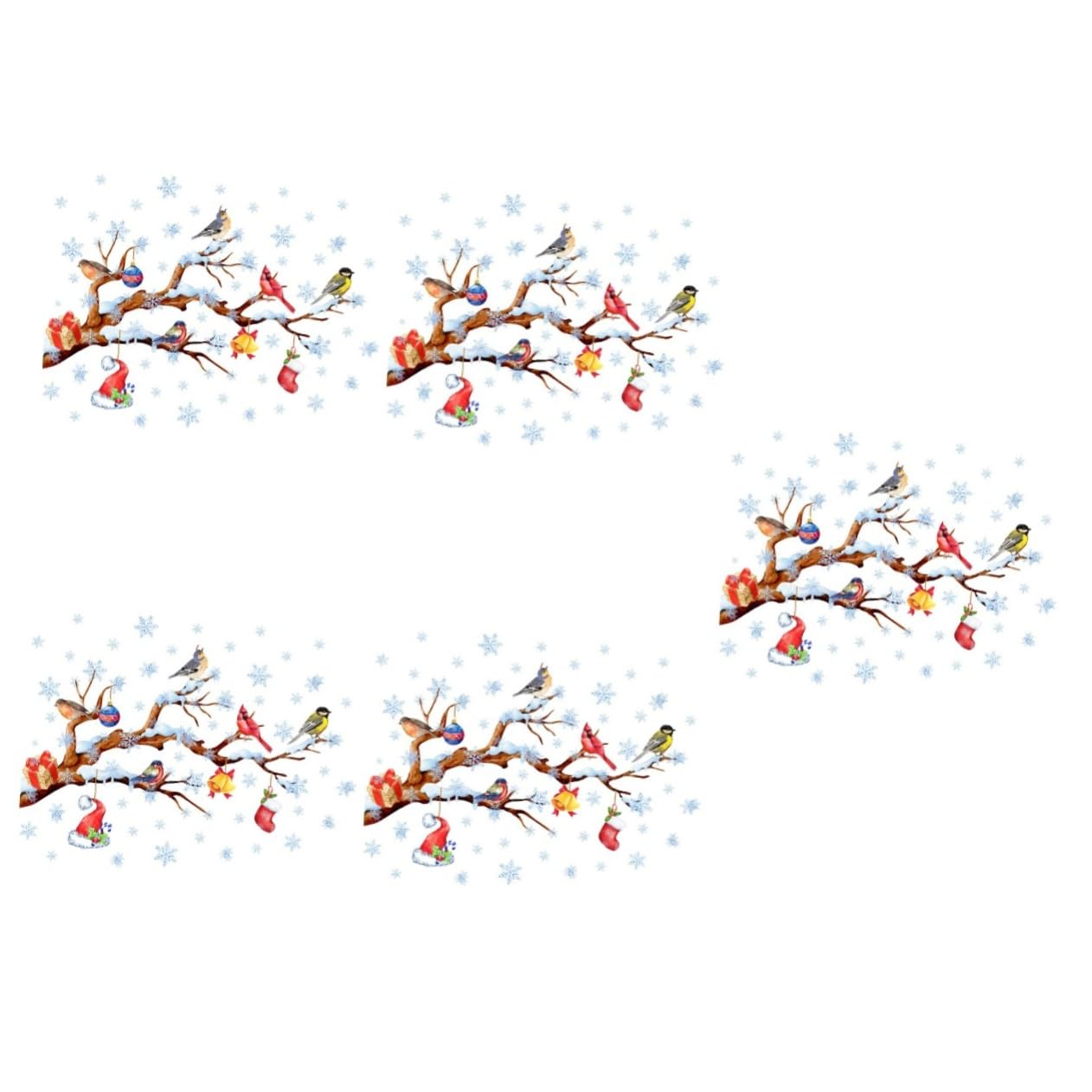 5 Hojas De Navidad Pegatinas En Las Ventana Decoración De Copos De Nieve Ventana Se Aferra De Nieve Pegatinas En Las Ventana De Dibujos Animados Vivero Etiqueta Navidad Alipis