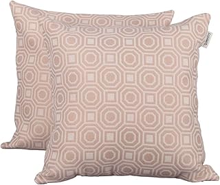 LEIFANTIYA Imitation Linen Throw Pillow Modern Home Decoration Sofa Bedroom Cushion,Square，Beige, 18" x 18"，Pack of 2