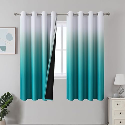 Miniatura 78 de Estelar Textiler Cortinas Opacas con Degradado para Sala de Estar de 84 Pulgadas de Largo, Cortinas de Ojales Ombré con Aislamiento Térmico de Gris