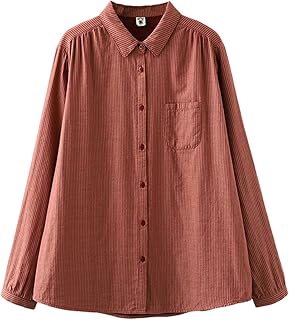 [Hanmall] シャツ レディース 長袖 ブラウス チェック柄 ストライプ 綿麻 可愛い 透けない 無地 前開き カーディガン 白 黒 通勤 綿の麻 通気性 日常 春 夏 秋