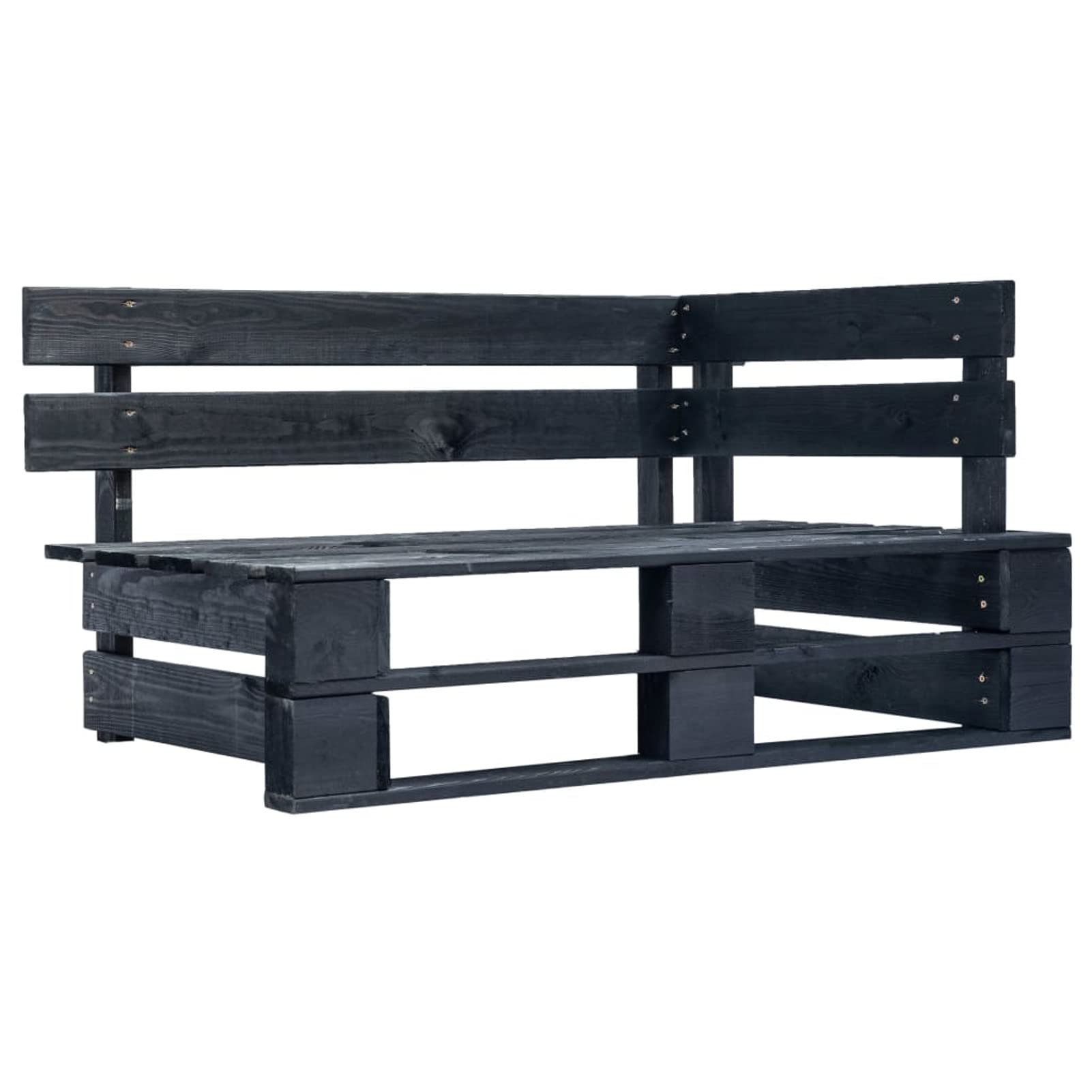 LAPOOH Canapé en palettes 2 places avec coussins en bois de pin imprégné noir, canapés de salon, canapé de relaxation, décoration de salon, meubles de salon 3066655