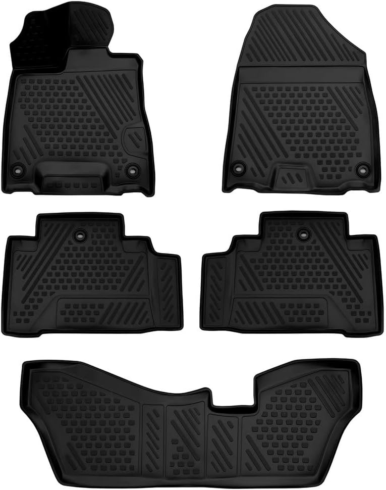 Fits 2014-2020 Acura MDX Floor Mats 3 Row Liner Set Black for with 2nd Row Bench Seat 3D Scanned fit All-Weather Full Set Liners, Black