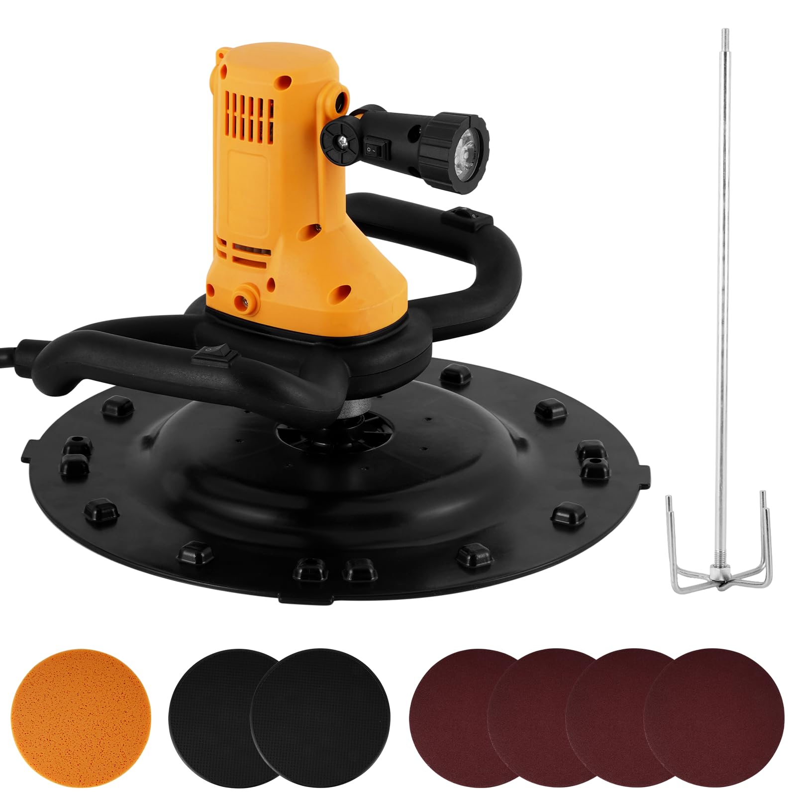 MXBAOHENG Máquina alisadora eléctrica de pared de 1680 W con disco abrasivo de 38 cm, 6 velocidades, 80-600 rpm, mezclador de hormigón portátil con varilla agitadora, alisadora eléctrica para mortero
