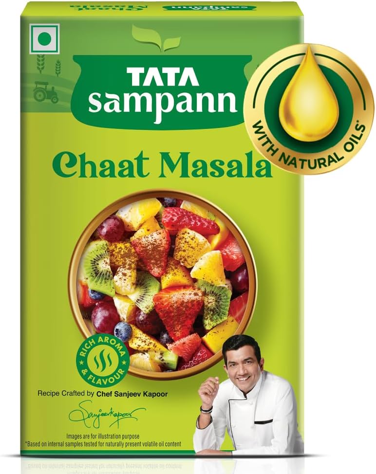 Tata Sampann Chaat Masala with Natural Oils, 100g, Chat Masala Powder, Crafted by Chef Sanjeev Kapoor, With Chefโs Exclusive Tip, Rich Aroma & Flavour