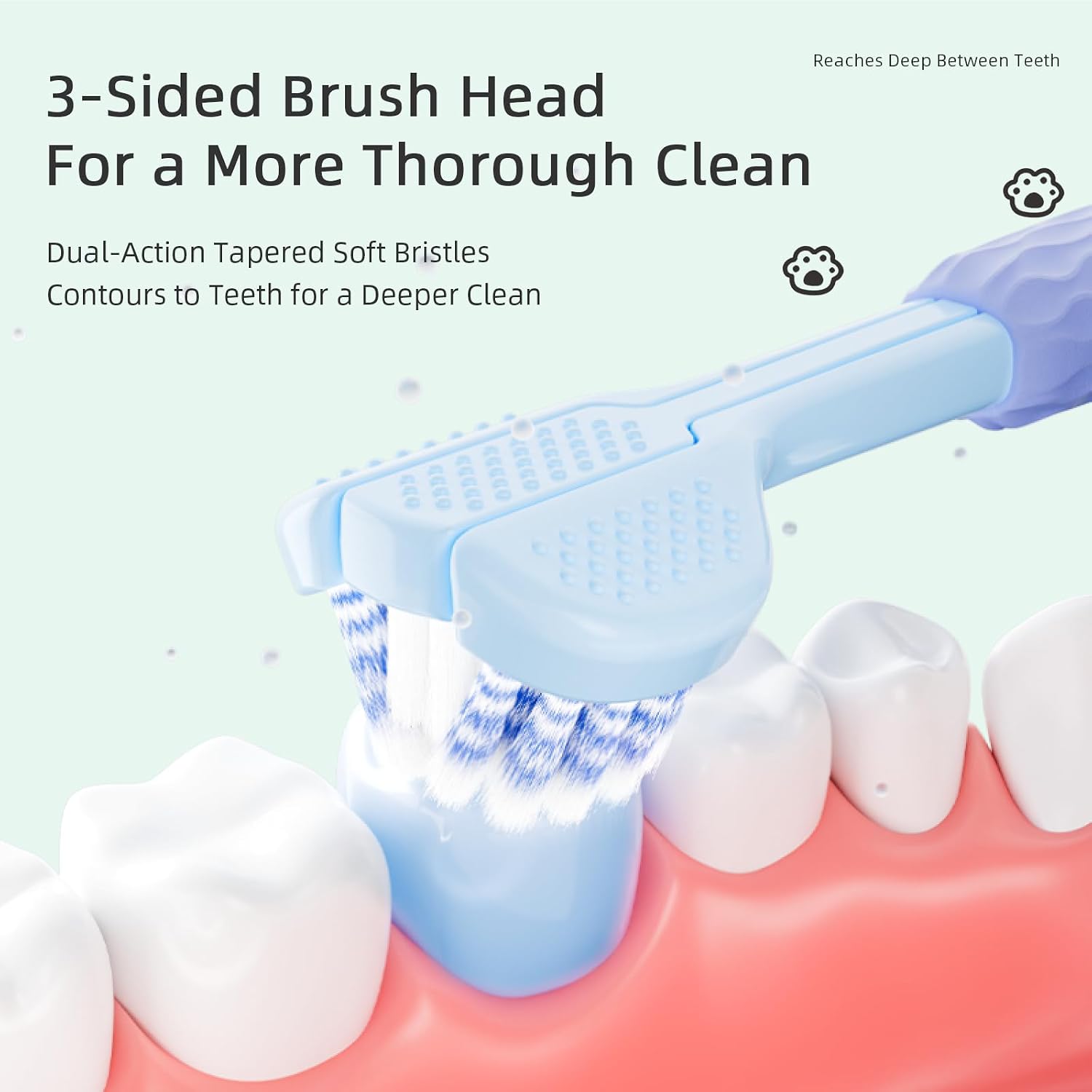 3 Sided Kids Toothbrush 3-Pack, Cute Dinosaur Toddler Toothbrushes for Ages 3+, Sensory & Autism Friendly Child Tooth Brush with Soft Bristles, Ergonomic Handle for Efficient Oral Care