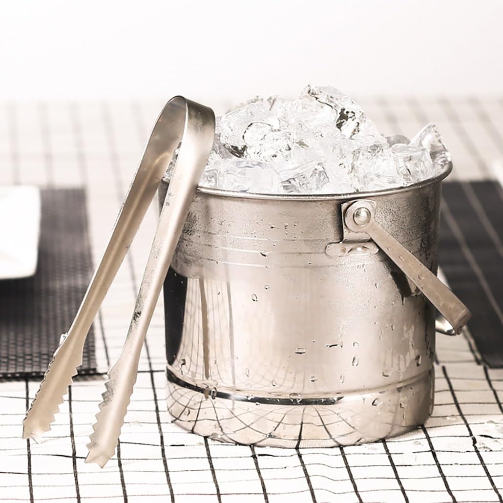 Cubo de hielo de acero inoxidable grueso de 1 L, paquete de 1, 2 y 4 unidades, for cubitos de hielo, cubo de hielo ligero con pinzas for barbacoas, picnics y bares en casa.(4Pcs)