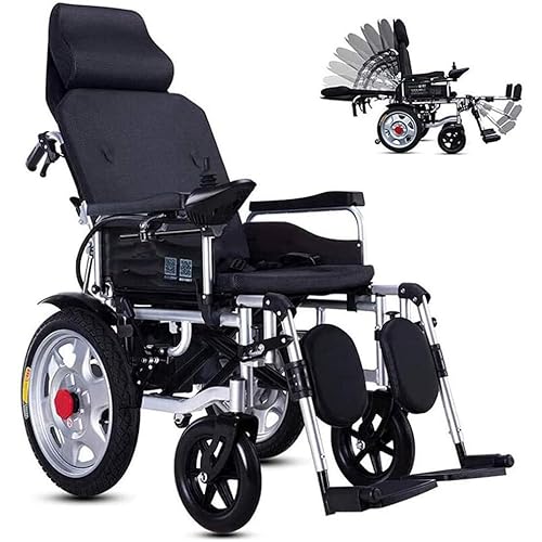 頑丈な電動車椅子、ヘッドレスト、デュアルモーター、電動または手動操作、調節可能な背もたれとペダル、高齢者や身体障害者用。 (Color : A)