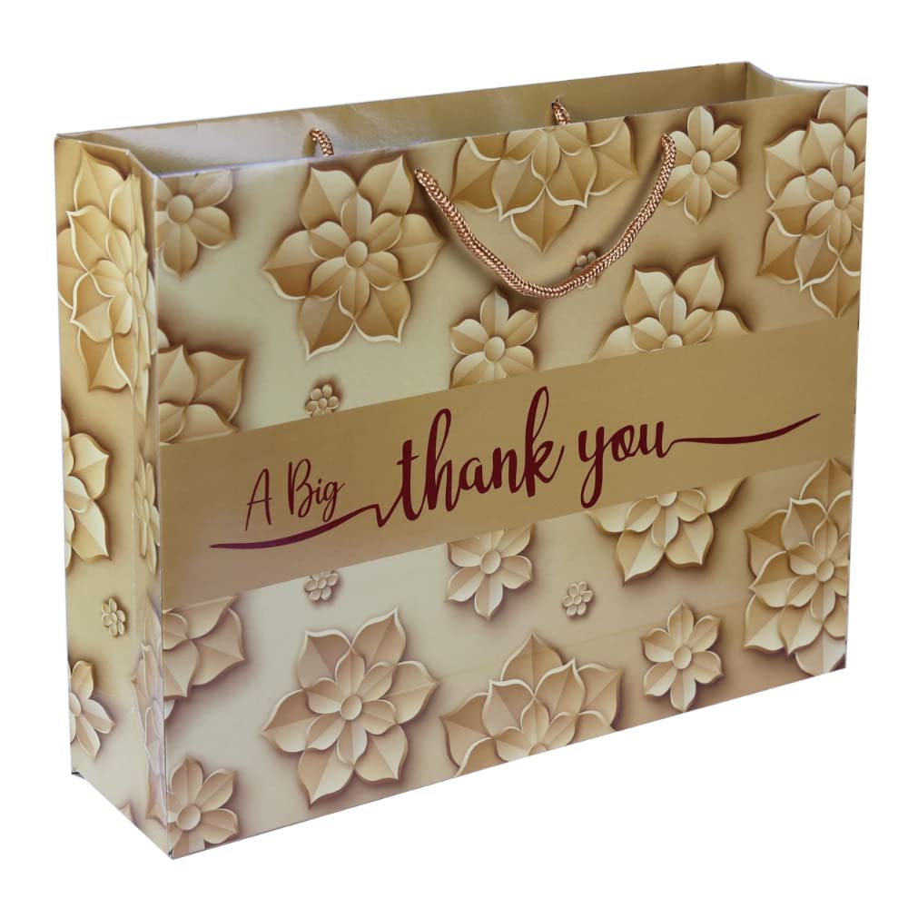 Arrow Paper Products A Big Thank You Golden Design Printed Gift Bags For Gifting | Weddings | Birthday | Holiday Presents (Size 12 X 16 X 4 Inch | Pack of 25) (B0B1V7WVB4) Amazon Price History, Amazon Price Tracker