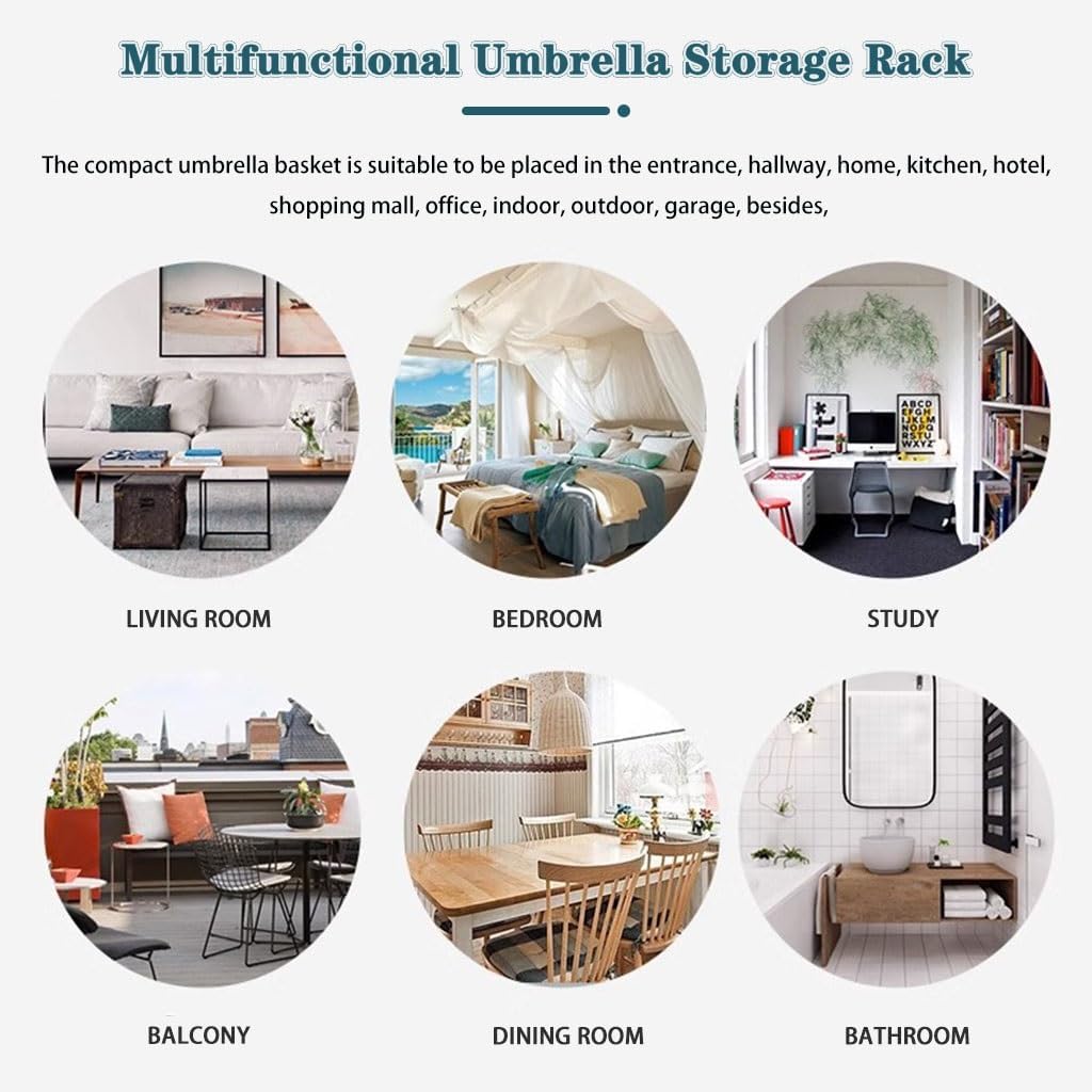 Large Capacity Umbrella Stand Rack, Breathable Hollow Cylindrical Design for Long/Short Umbrellas, Stylish Gold Color, Perfect Household Storage Solution (30x55cm)