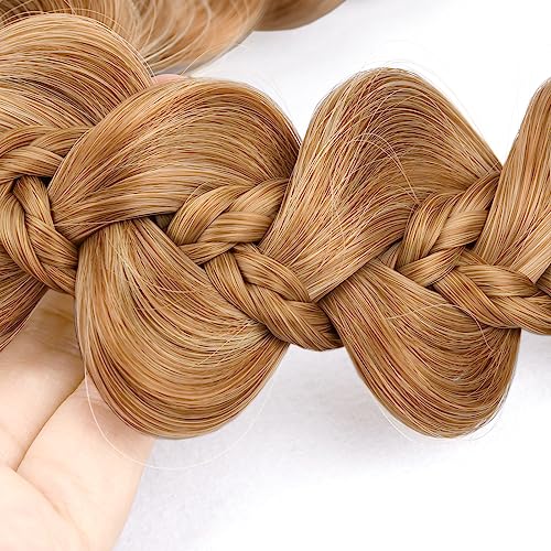BOBIYA Kinky Gourd Synthetic Hair Braided Headband Wide Plaited Braids Elastic Stretch Plait Hair Headband (Golden Brown) - Image 4