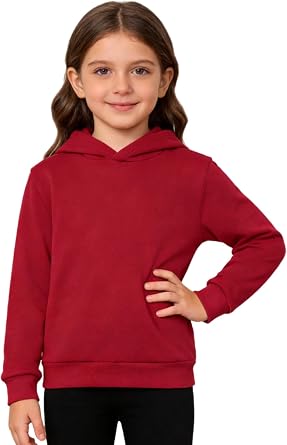 Aislor Kids Girls Long Sleeve Fleece Hoodies Jackets Ribbed Cuff Fall Winter Hooded Pullover Sweatshirts Outerwear