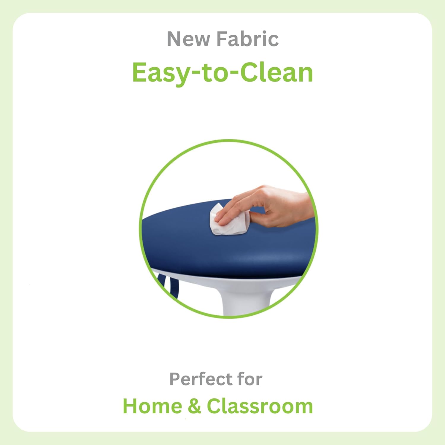 Wobble Stool for Kids Ages 7–12; Adjustable Height Wobble Stool; Classroom Seating with Soft, Easy-to-Clean NEW Fabric Cushion; Flexible Wiggle Chair for Focus & ADHD + Bonus Visual Timer (Ocean Blue)