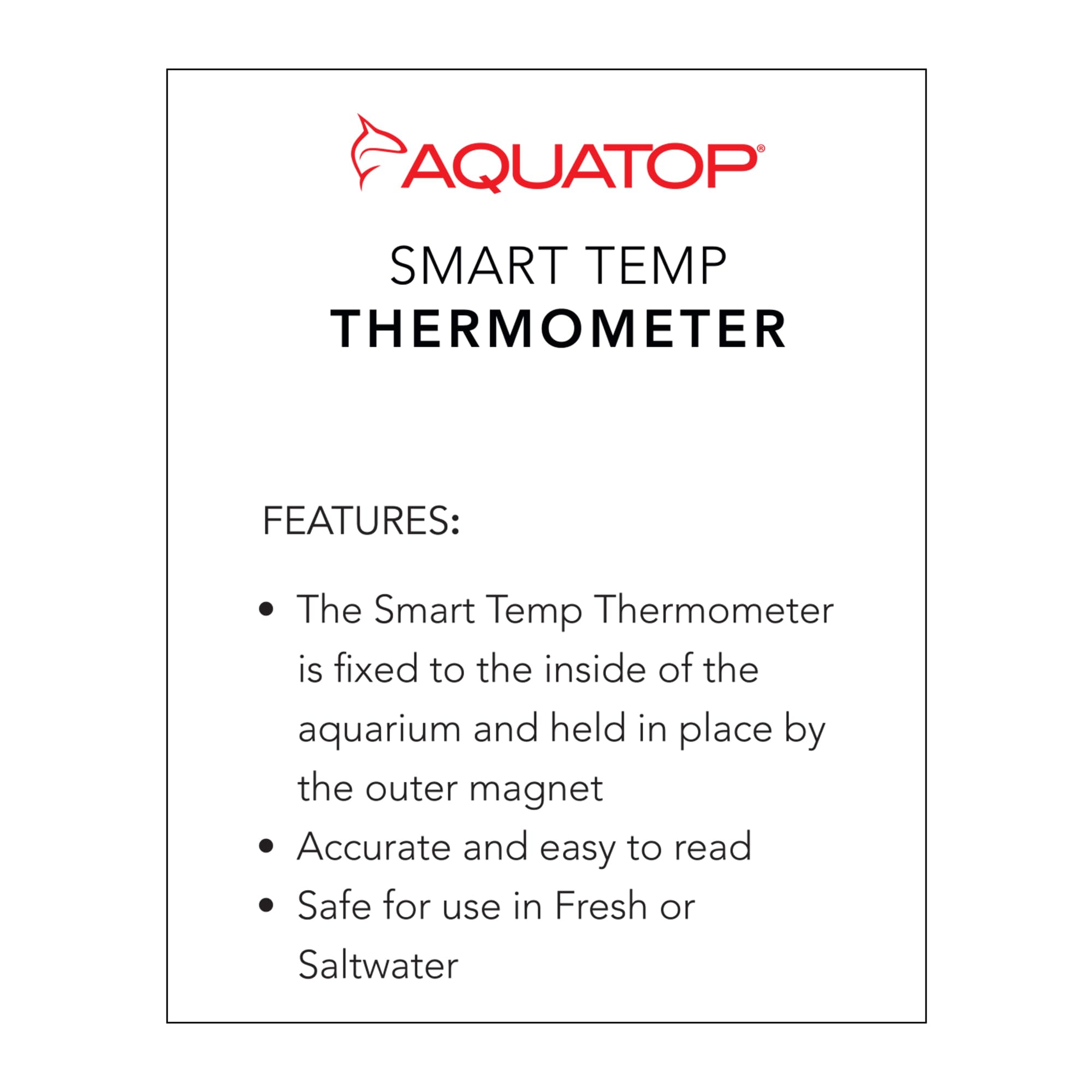 Aquatop Smart-Temp ASTT-001 - Termómetro de acuario con soporte magnético - Termostato fácil de leer para tanques de agua dulce y salada y hábitats acuáticos