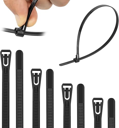 Armpow 100PCS 7.6mm x 400mm Reusable Heavy Duty Nylon Strong Cable Ties Tie Wraps Nylon Large Releasable Zip Ties DIY Home Garage Office (black)